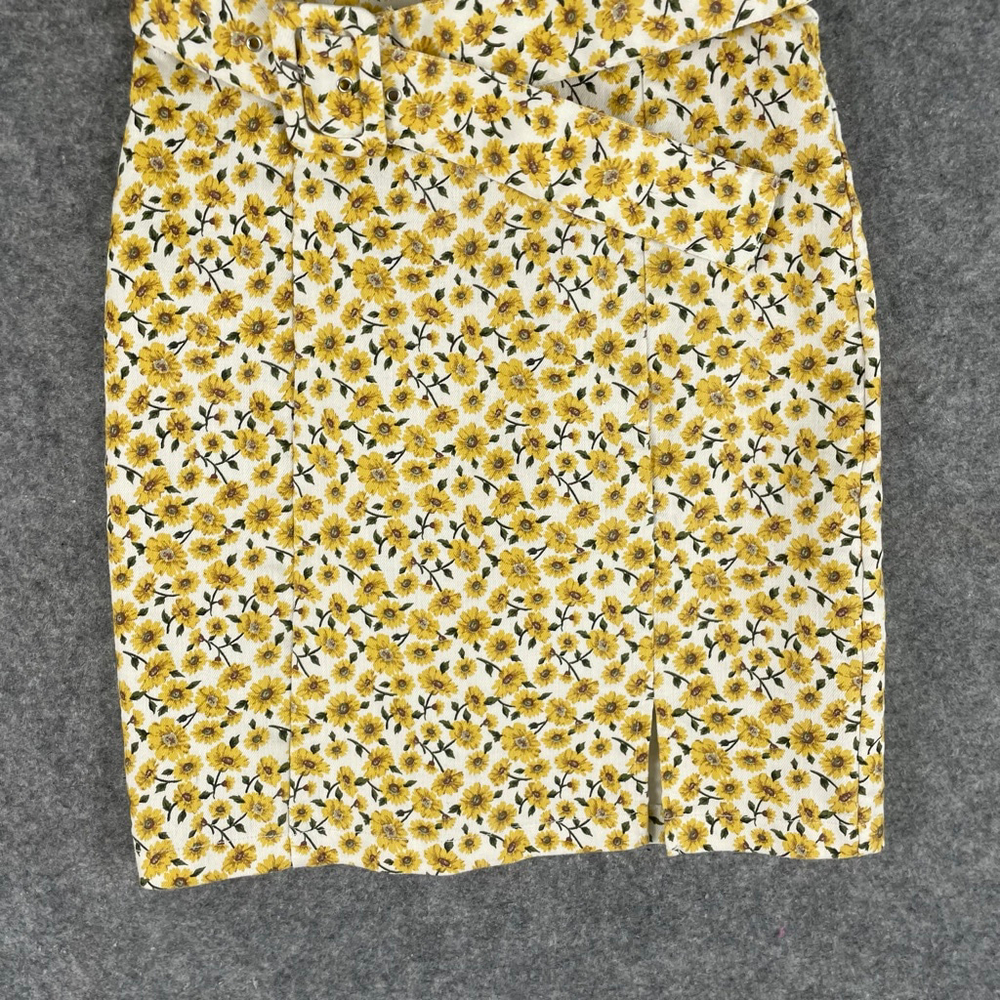 Forever 21 Sunflower Floral Mini Dress w/ Belt Yellow 90s Cottagecore Small - Picture 5 of 13